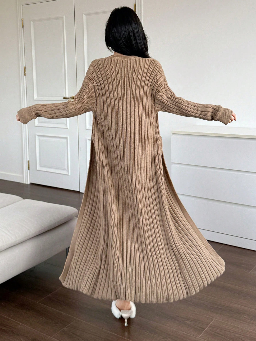 Set rochie și cardigan SHEIN, maro