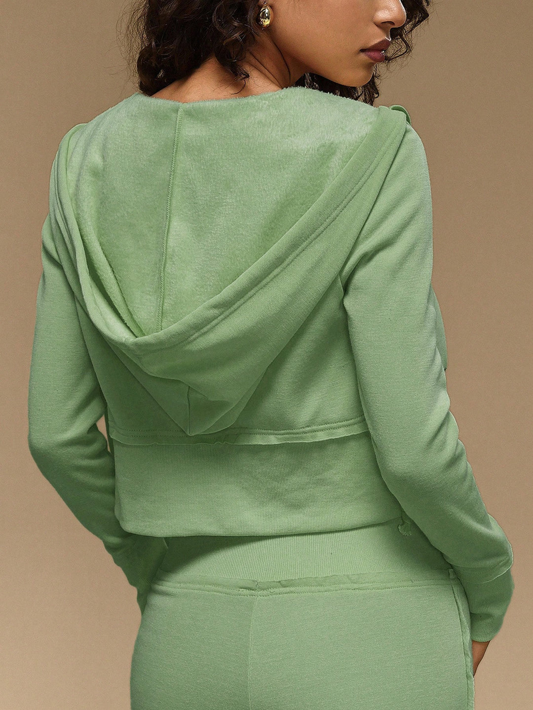 Hanorac cu fermoar SHEIN, verde