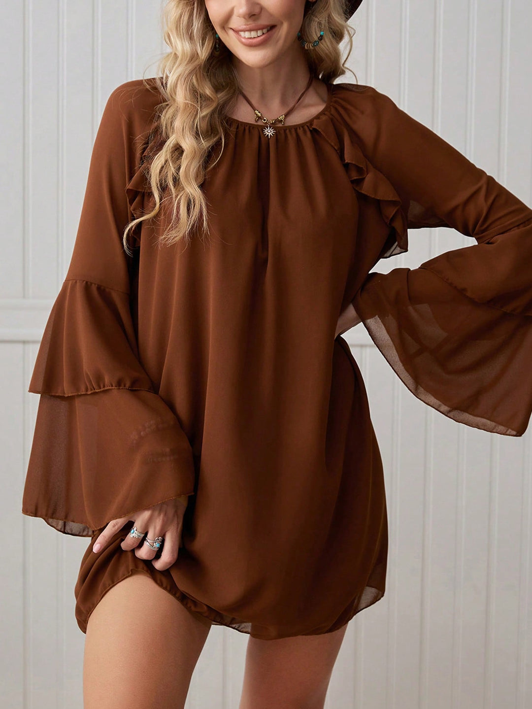 Rochie scurtă SHEIN, maro