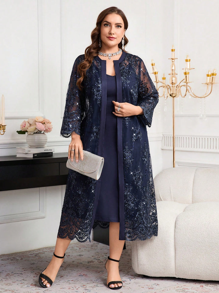 Set rochie și cardigan SHEIN, albastru