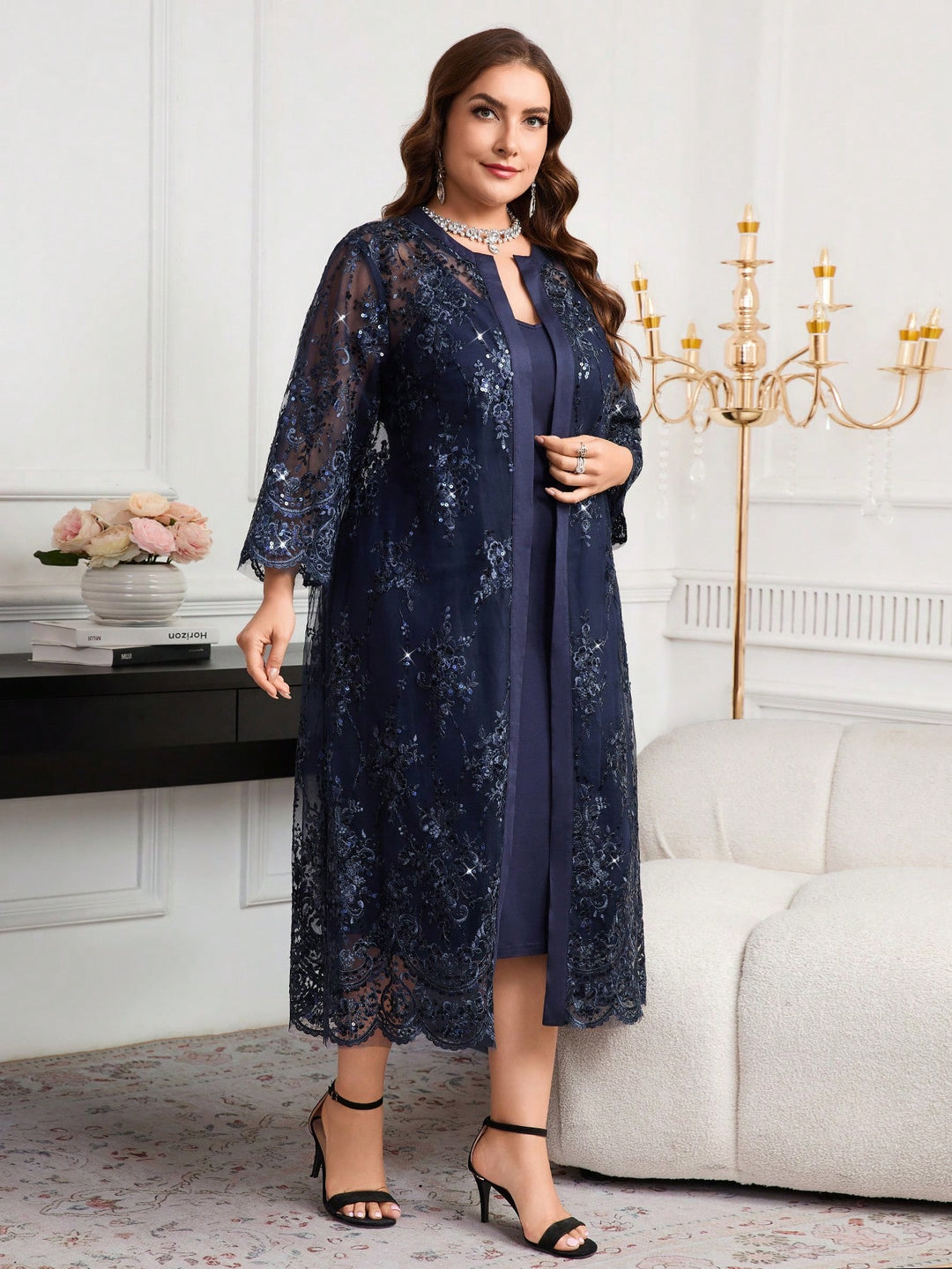 Set rochie și cardigan SHEIN, albastru