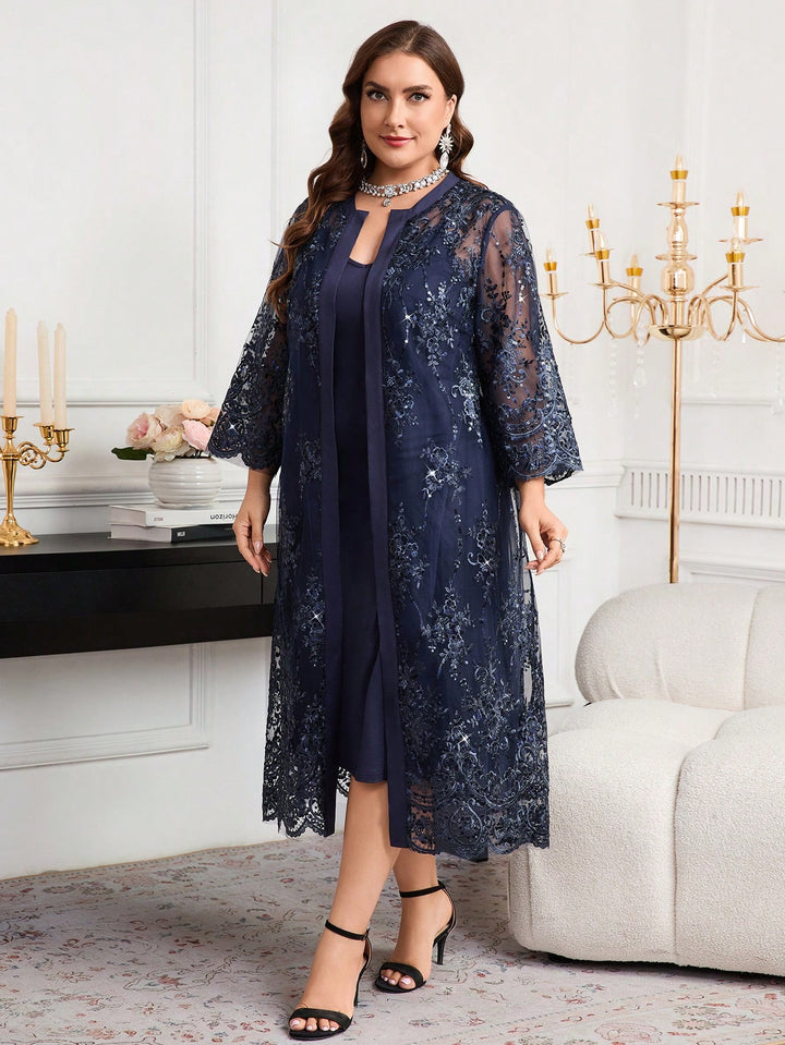 Set rochie și cardigan SHEIN, albastru