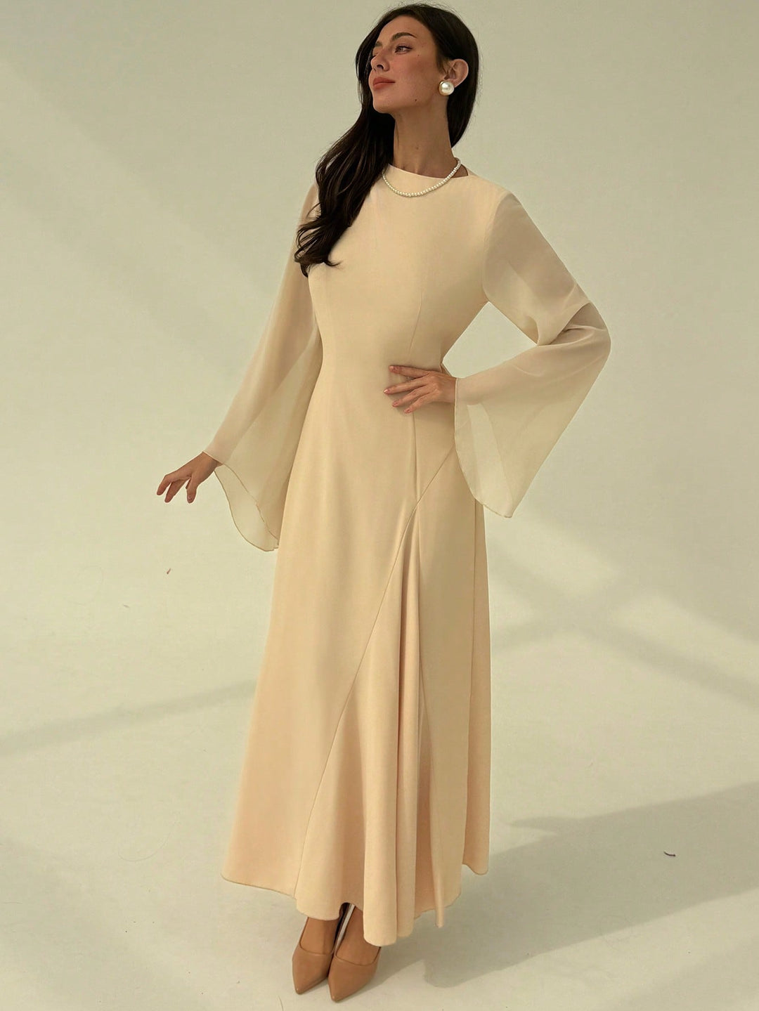 Rochie maxi SHEIN, crem