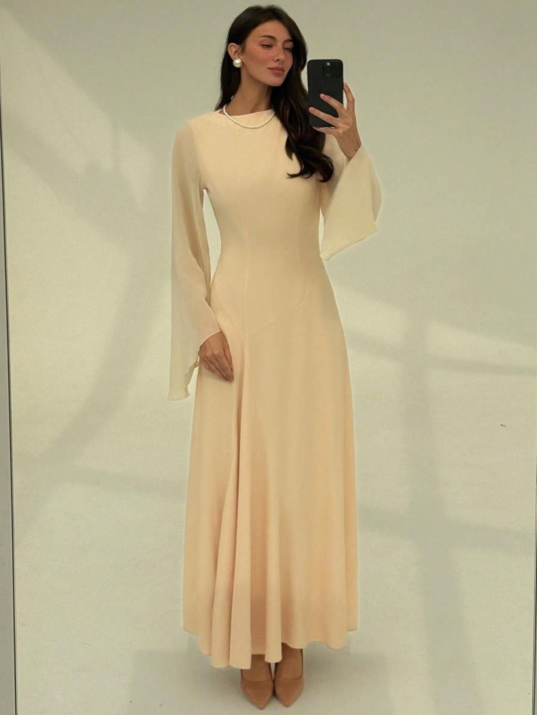 Rochie maxi SHEIN, crem
