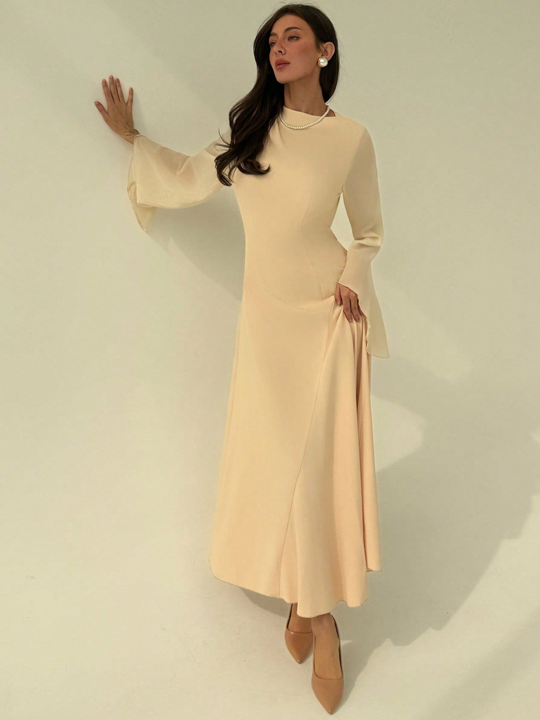 Rochie maxi SHEIN, crem