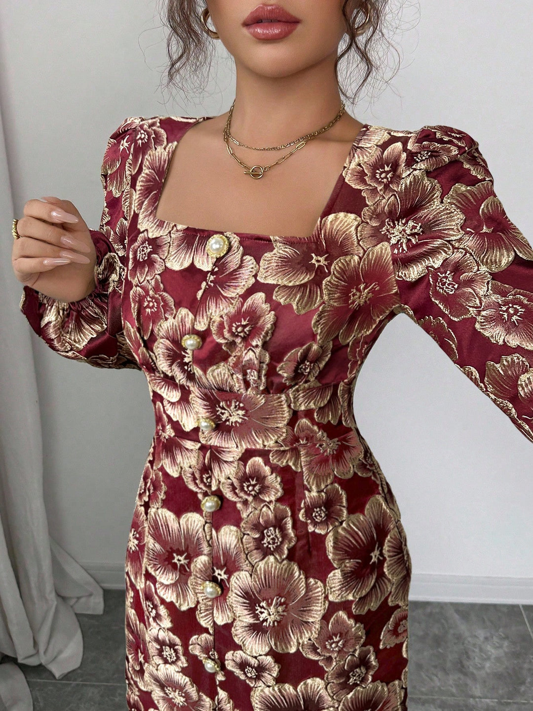 SHEIN maxi ruha, bordó