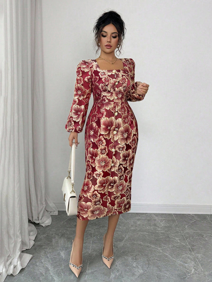 SHEIN maxi ruha, bordó
