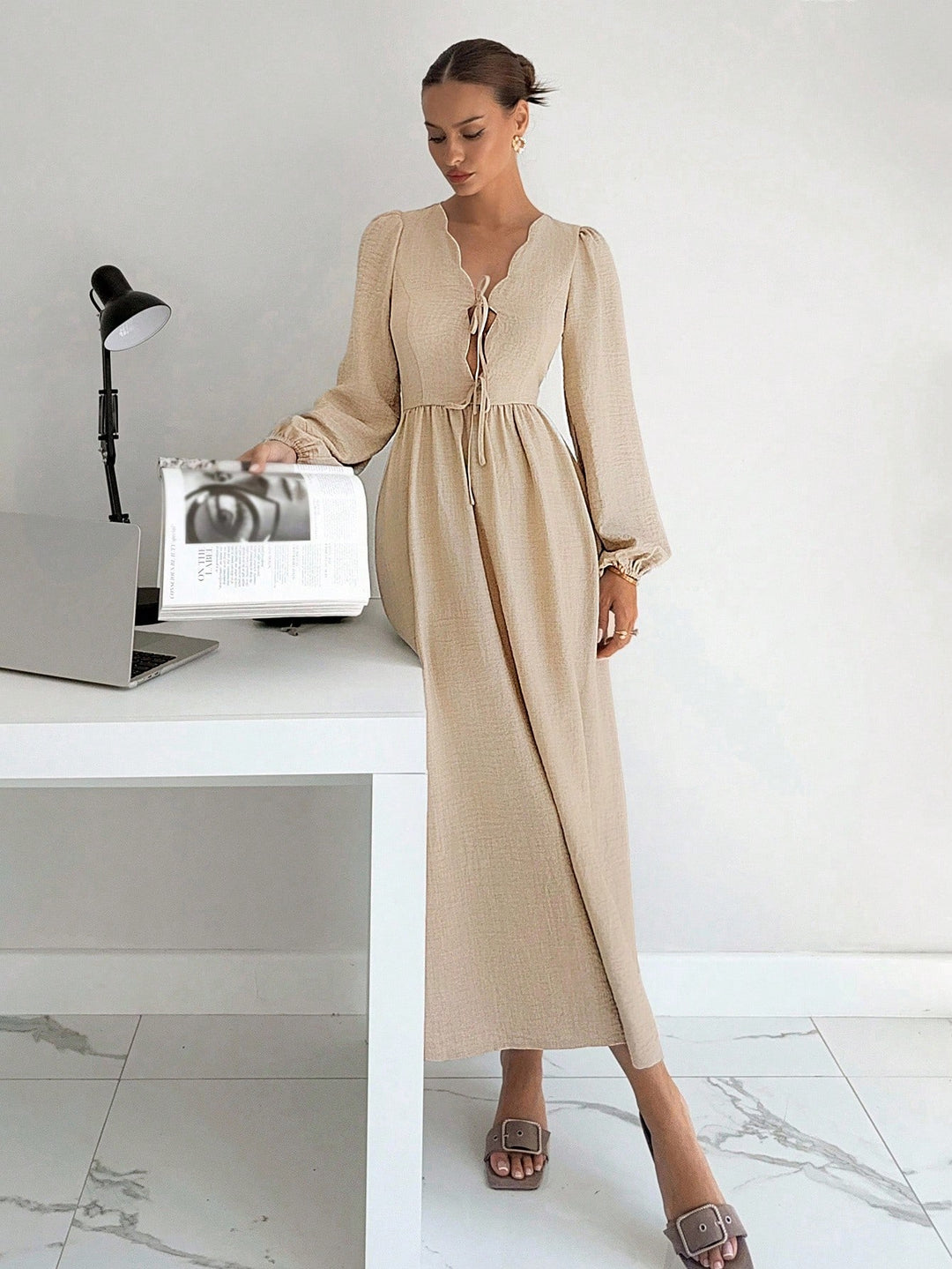 Rochie midi SHEIN, bej