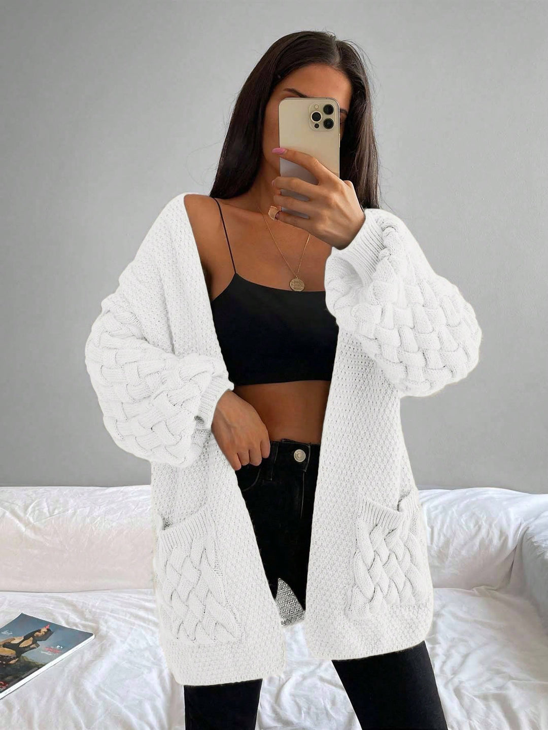 Cardigan SHEIN, alb