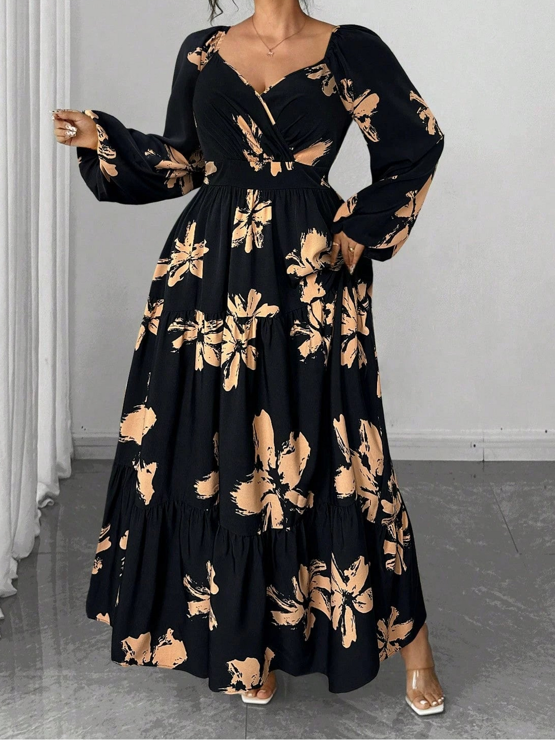 Rochie maxi Shein Curve+, mix culori