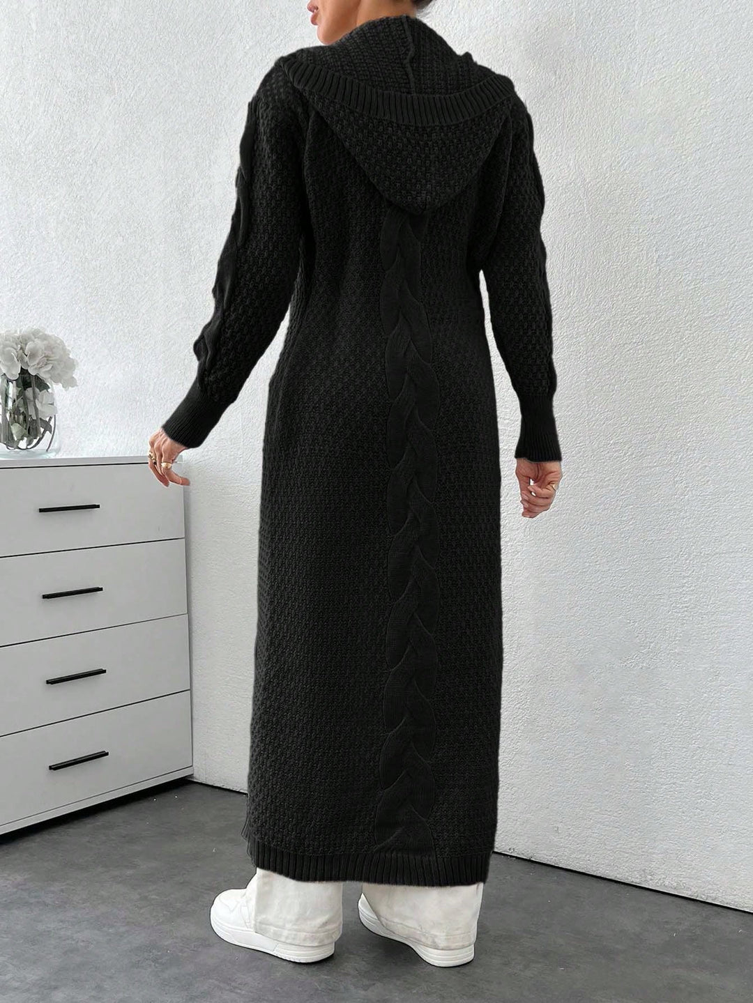 Cardigan lung SHEIN, negru