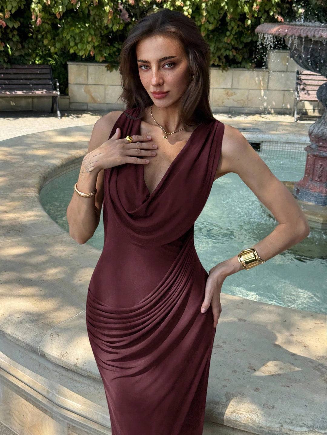 Rochie maxi SHEIN, vișiniu