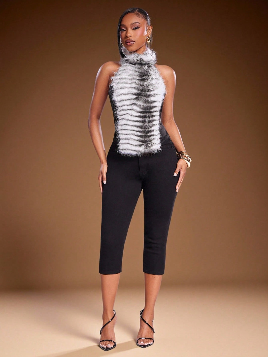Pantaloni 3/4 de blugi SHEIN, negru