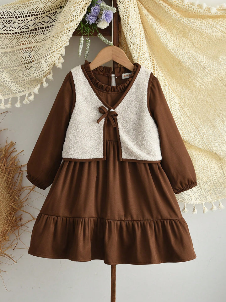 Set rochie și vestă SHEIN, maro