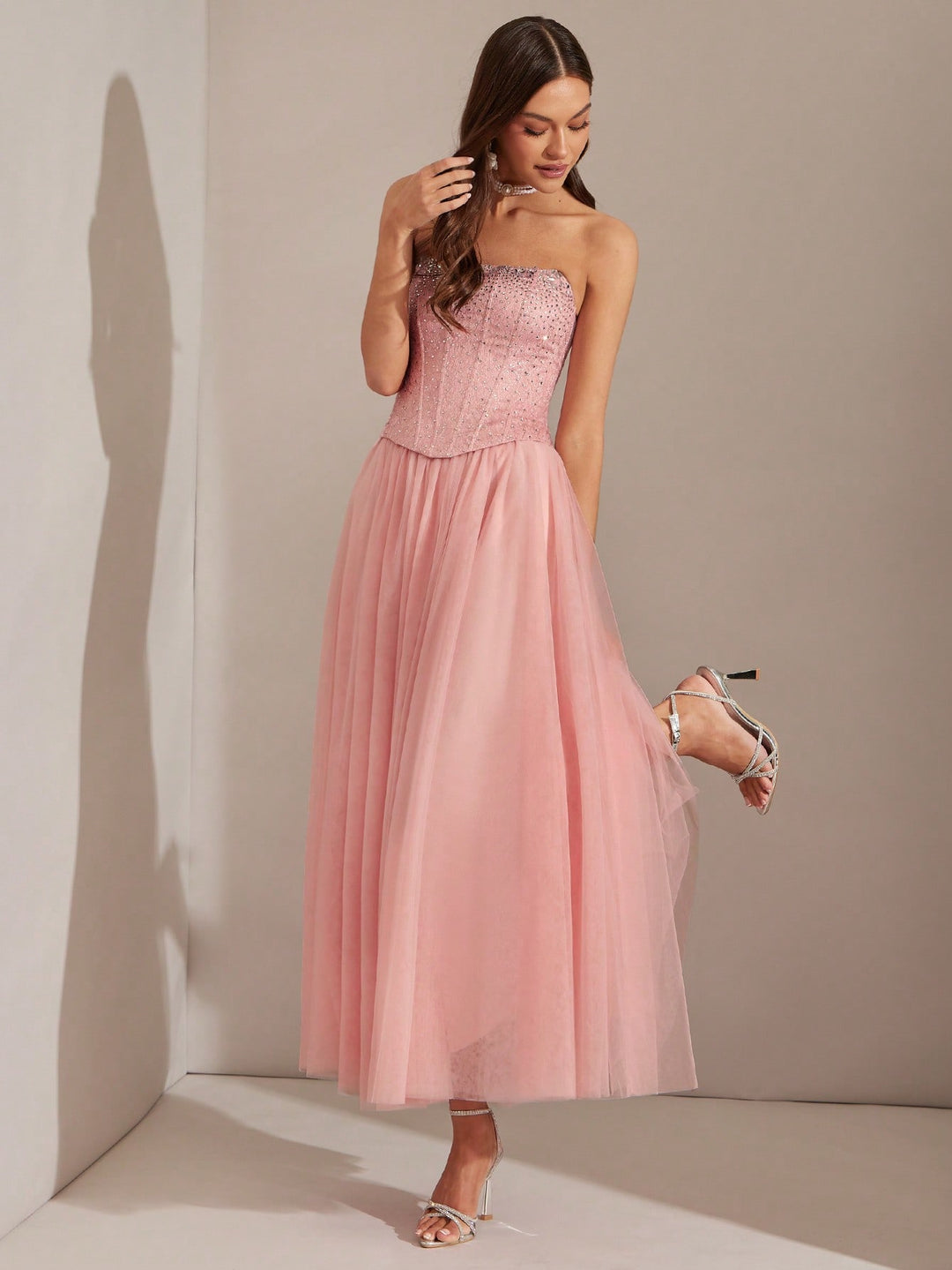 Rochie maxi SHEIN, roz
