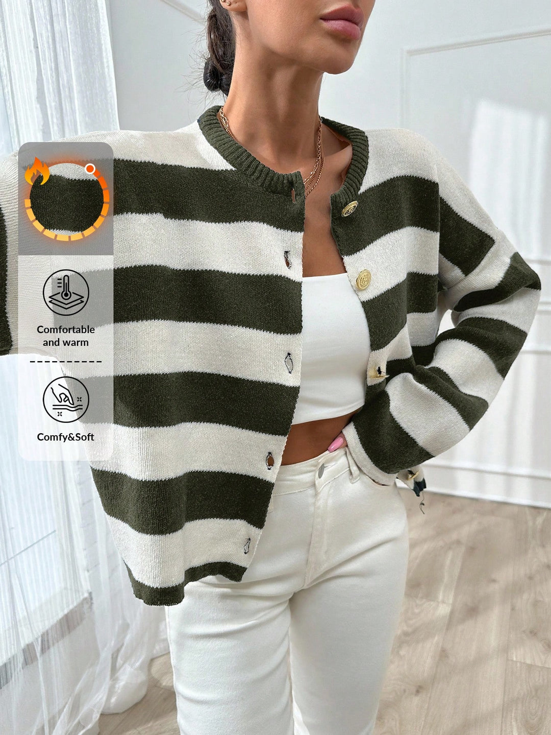 Cardigan SHEIN, kaki