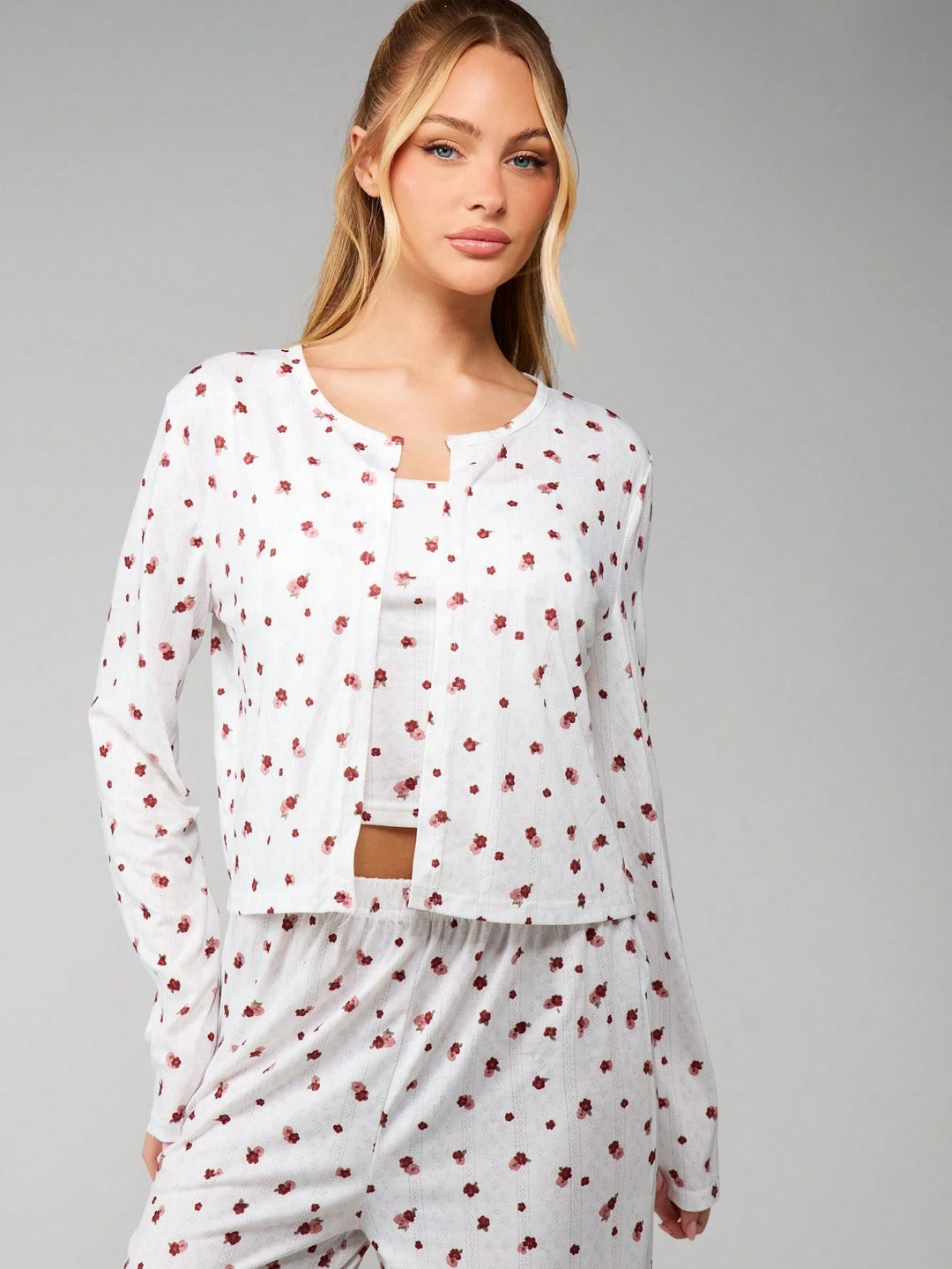 Compleu pijamale SHEIN, alb