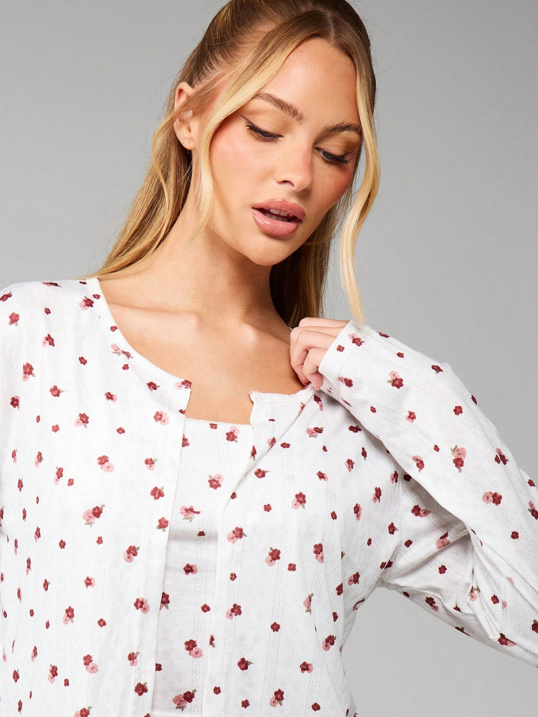 Compleu pijamale SHEIN, alb