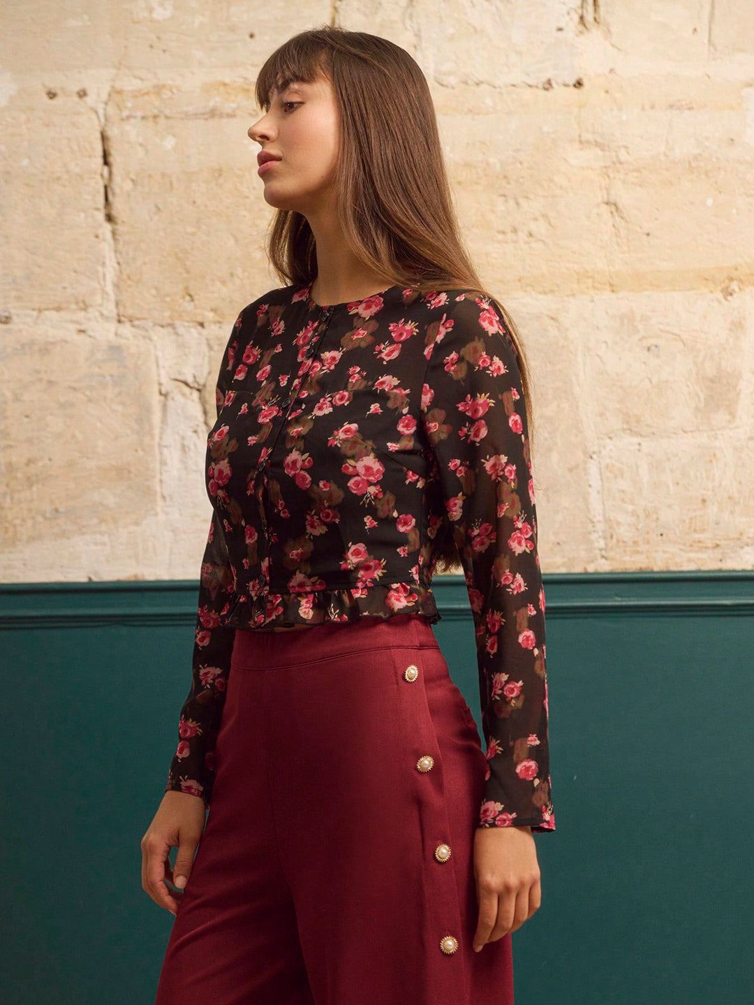 Bluza cu volane SHEIN, mix culori