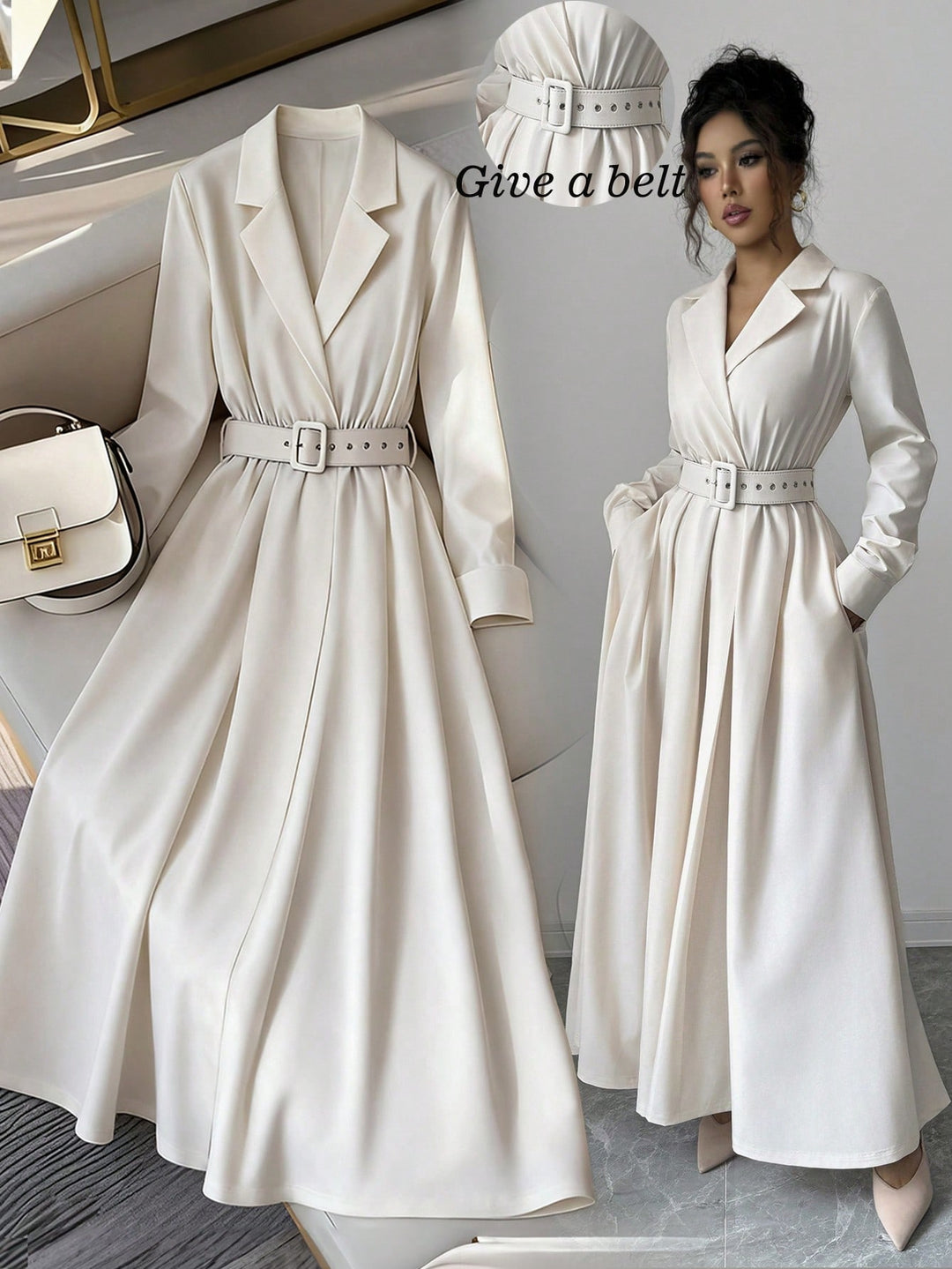 Rochie maxi SHEIN, crem