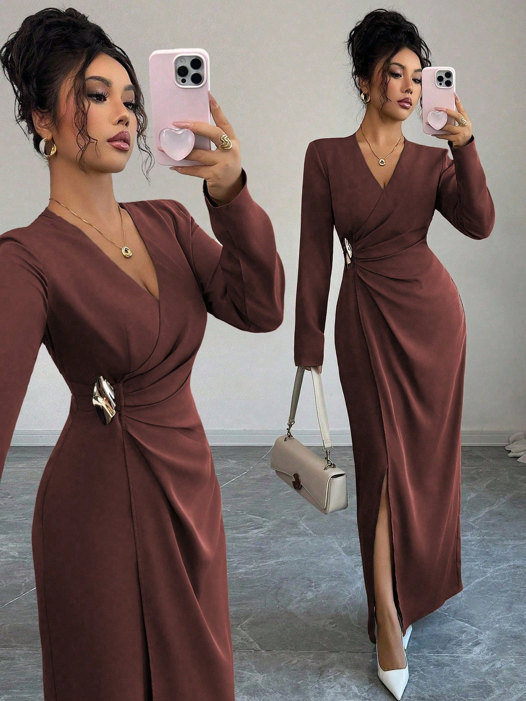 Rochie maxi SHEIN, maro