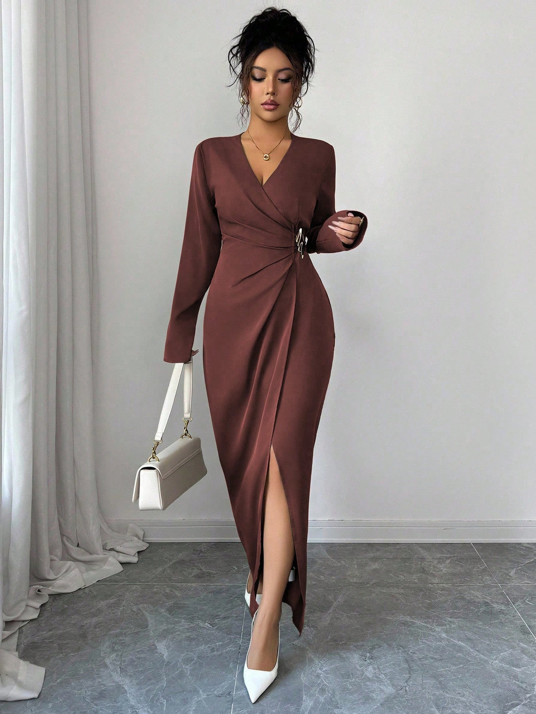 Rochie maxi SHEIN, maro