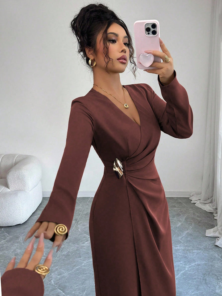 Rochie maxi SHEIN, maro