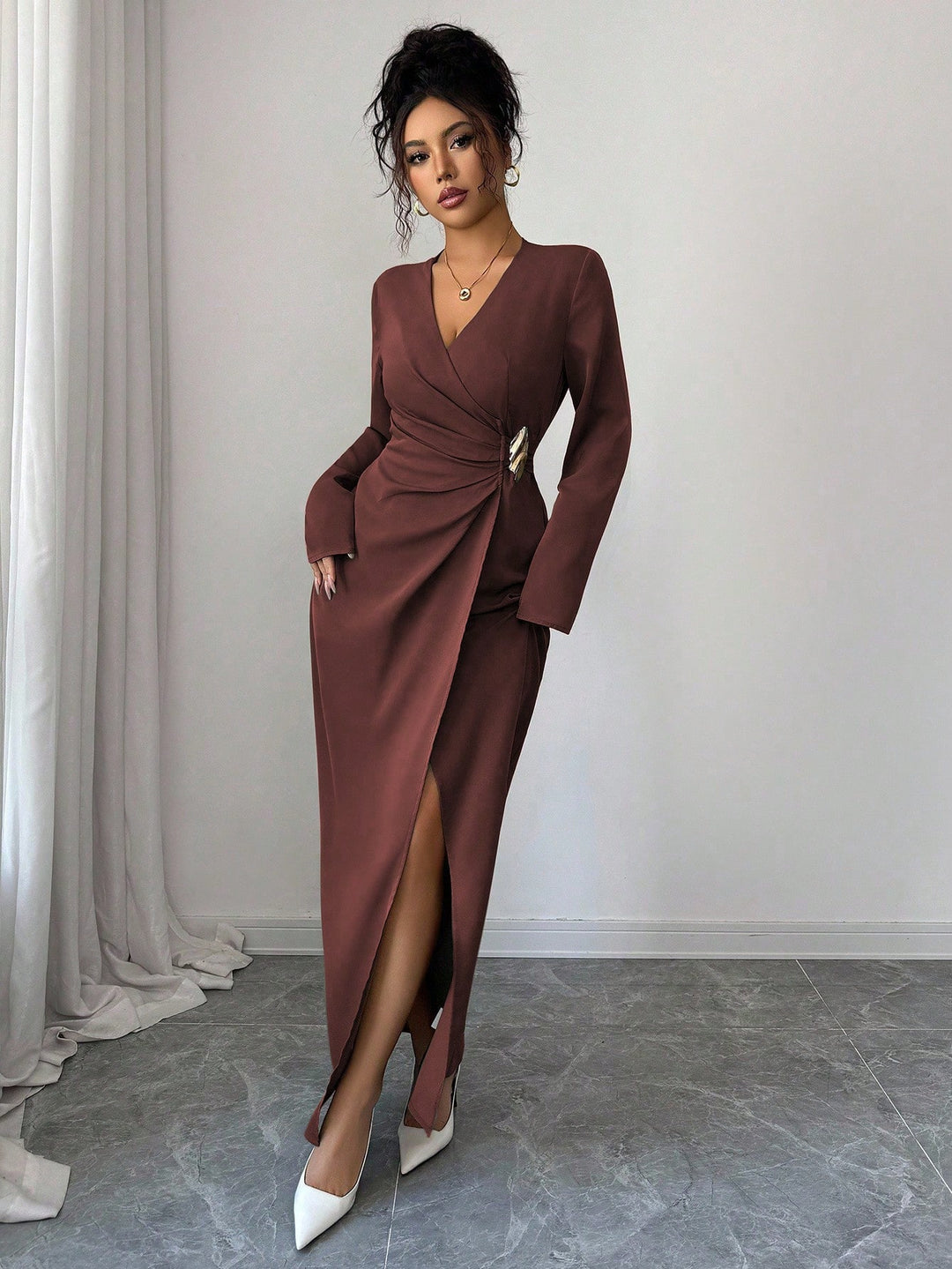 Rochie maxi SHEIN, maro