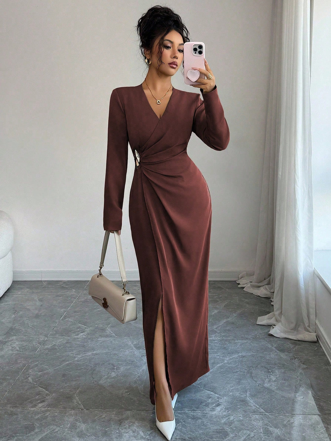 Rochie maxi SHEIN, maro