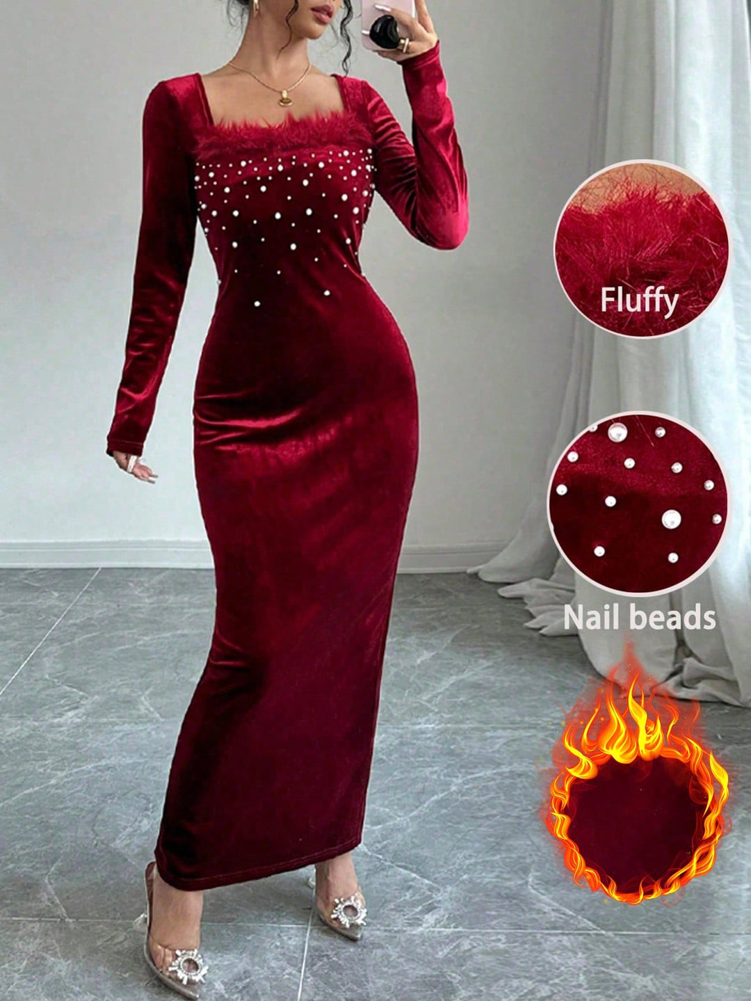 Rochie maxi SHEIN, vișiniu