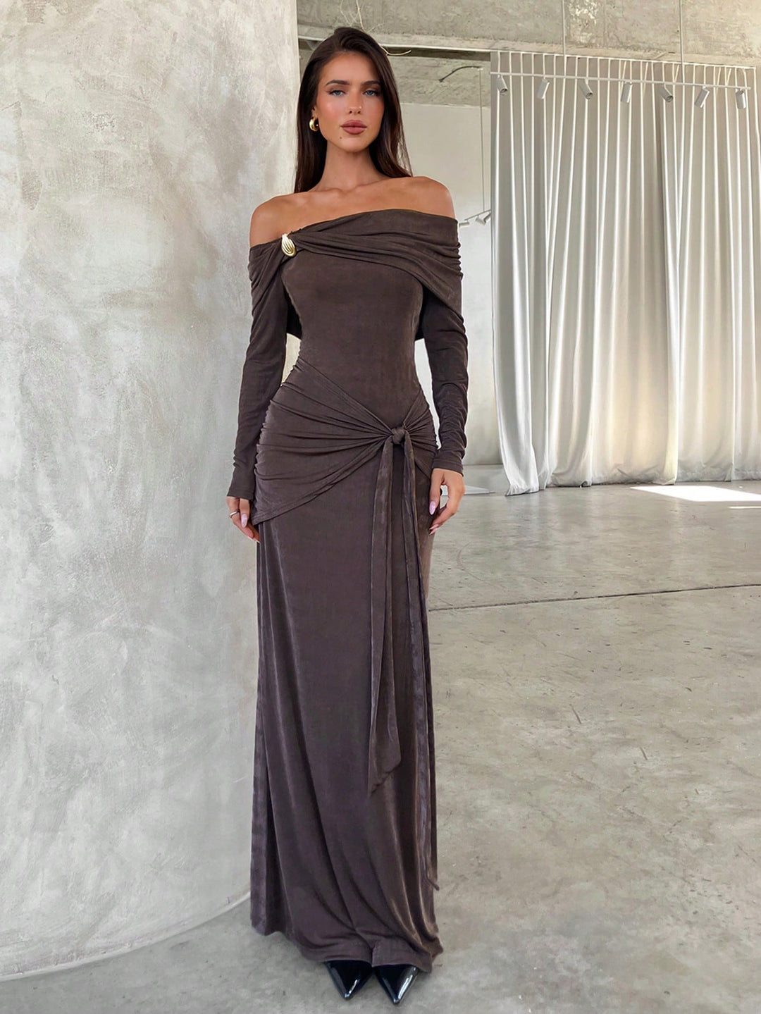 Rochie maxi SHEIN, maro