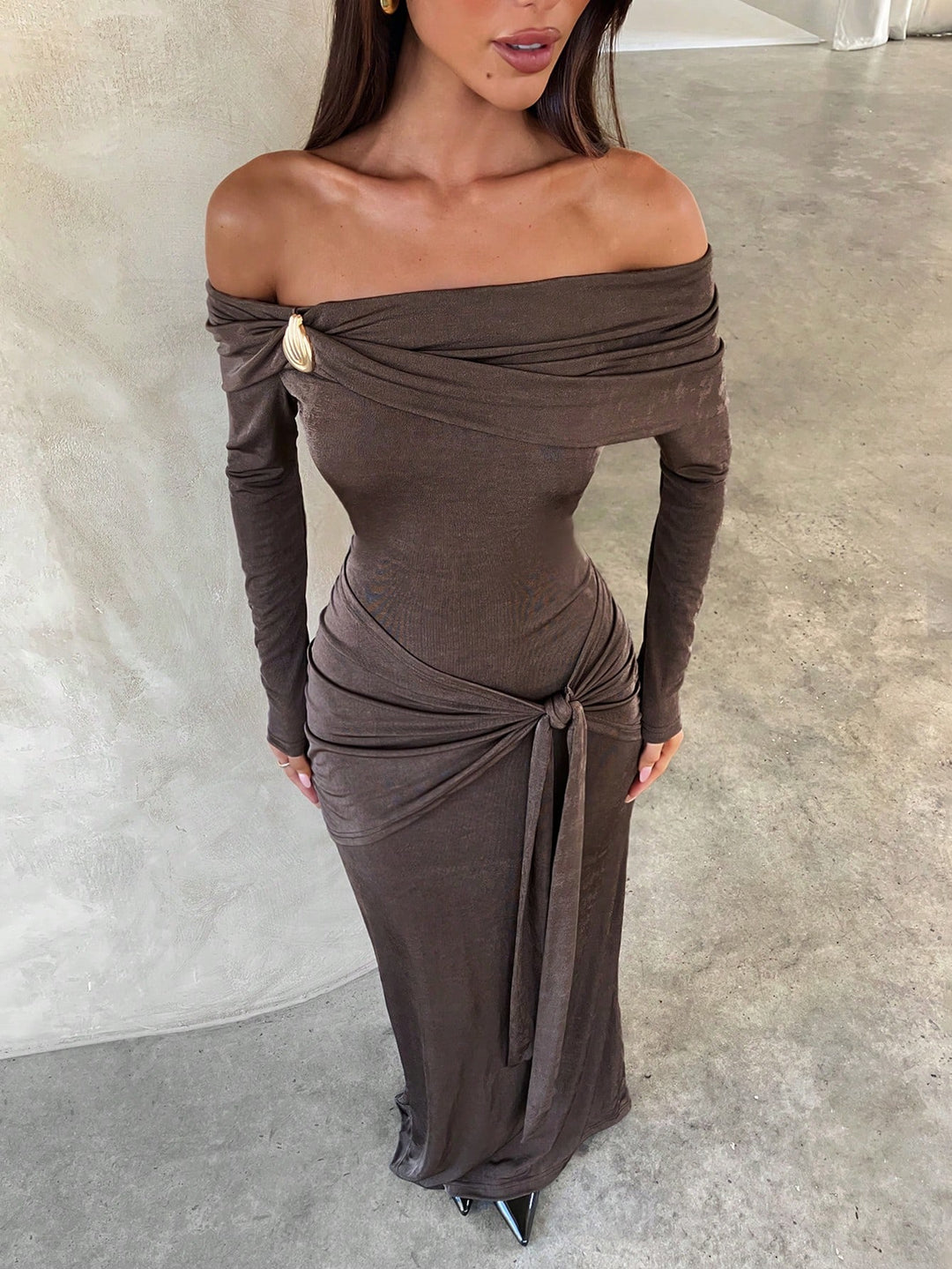 Rochie maxi SHEIN, maro