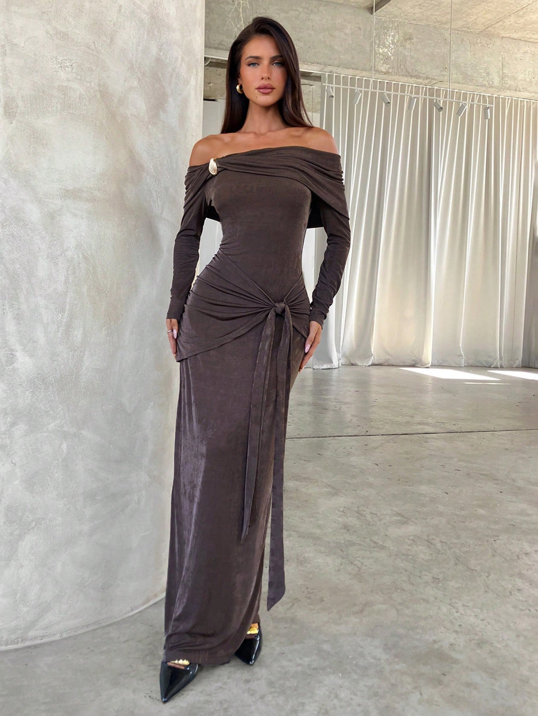 Rochie maxi SHEIN, maro