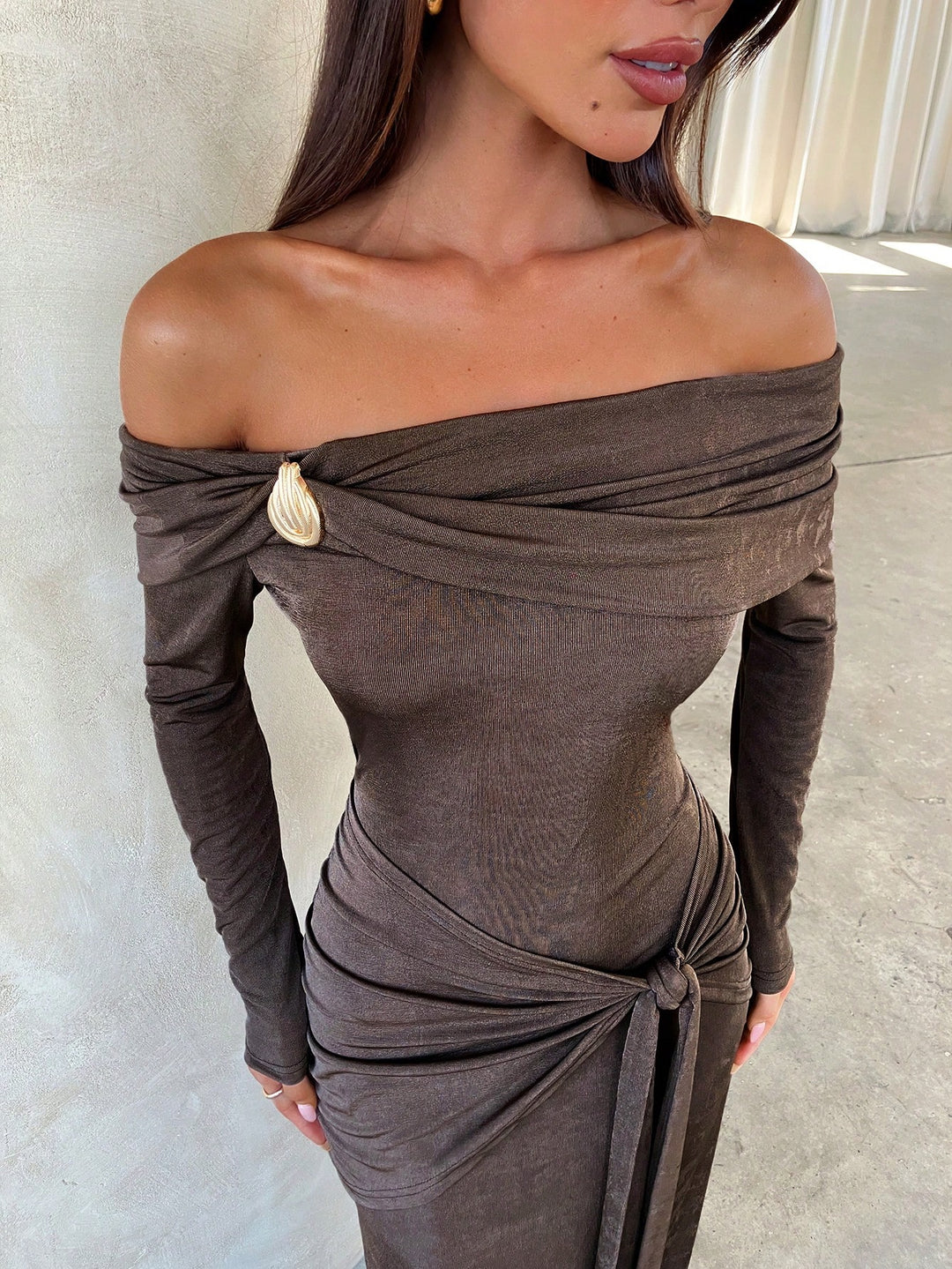 Rochie maxi SHEIN, maro