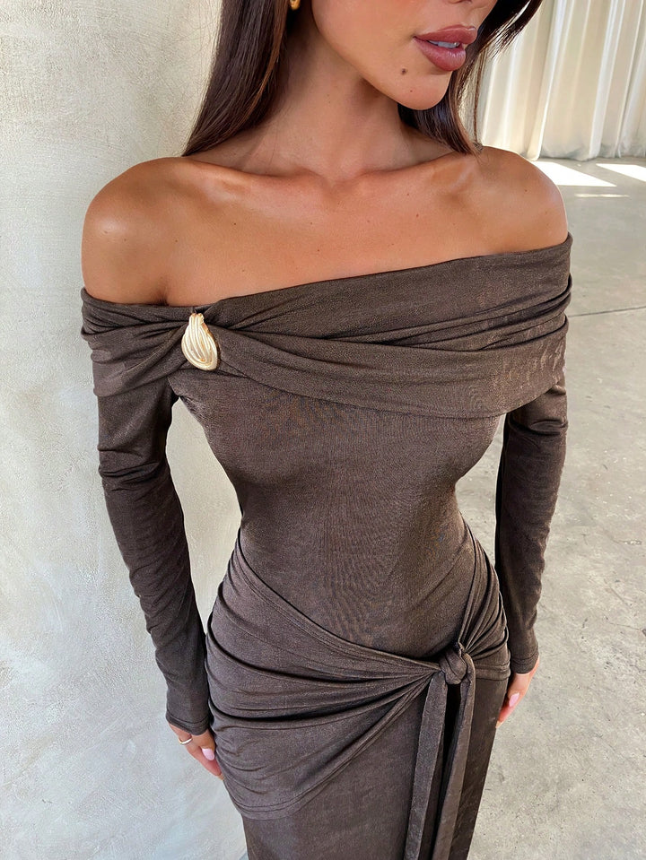 Rochie maxi SHEIN, maro