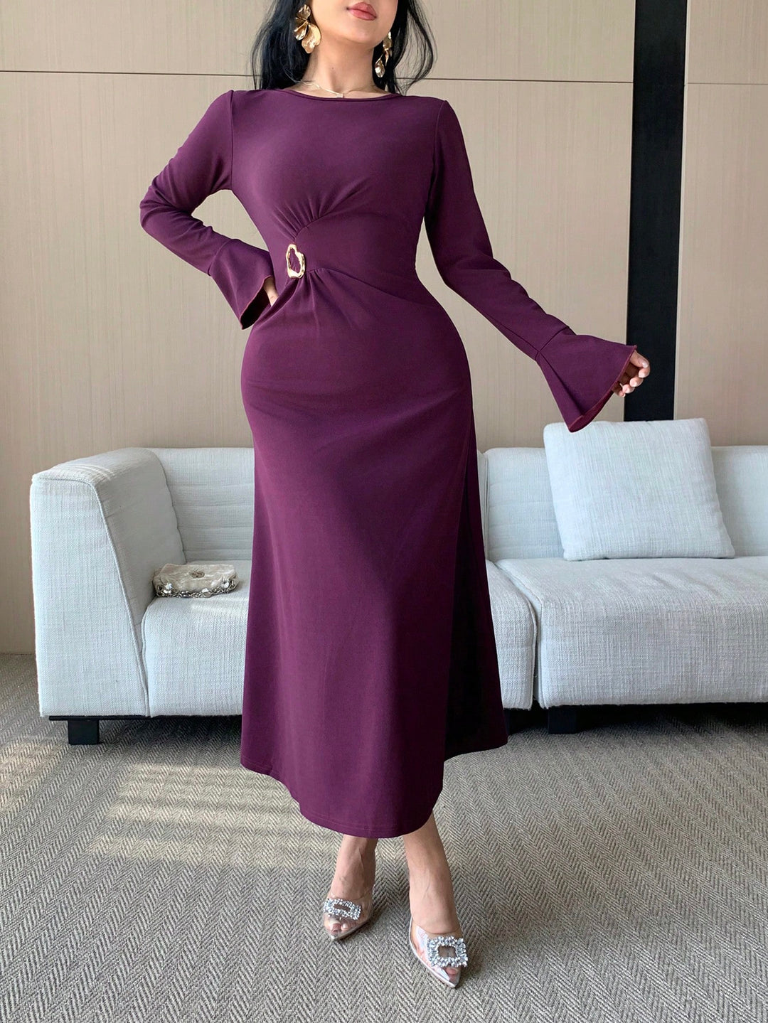 SHEIN Purple Midi Dress