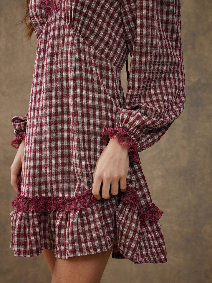 Shein mini ruha, bordó