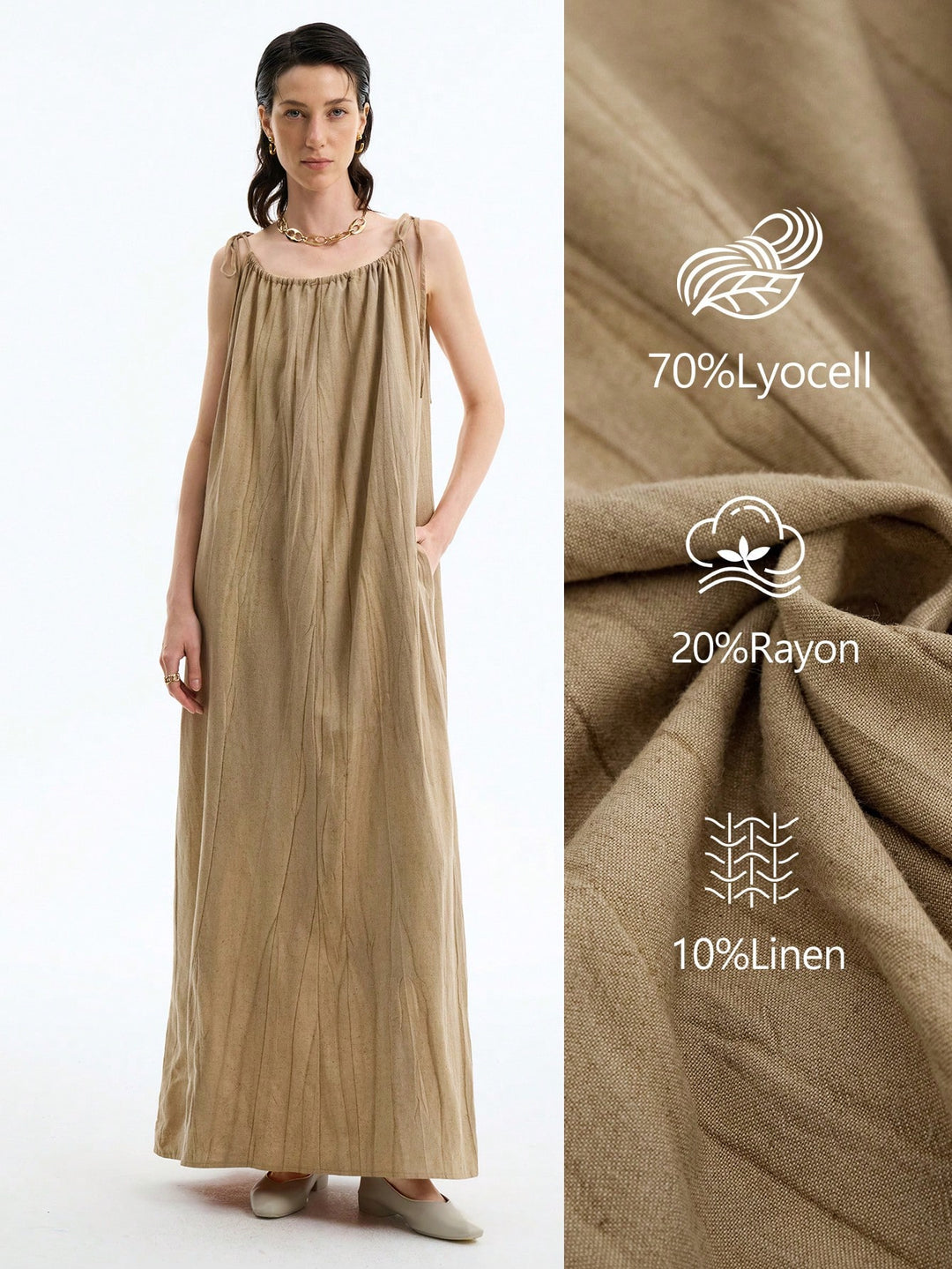 SHEIN maxi ruha, khaki