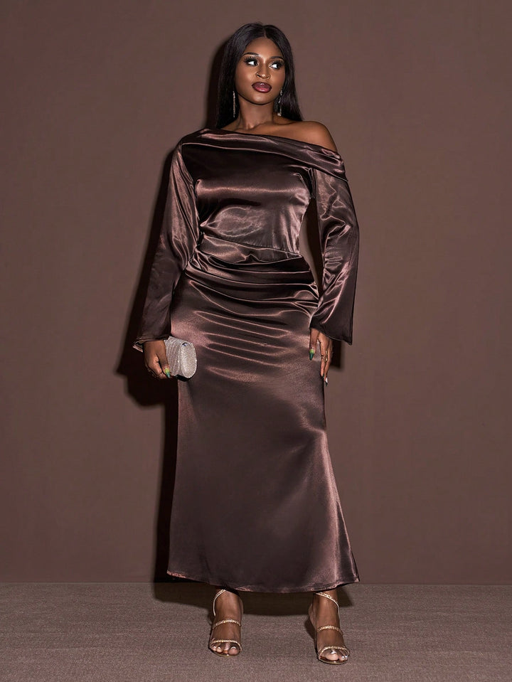 SHEIN maxi ruha, barna
