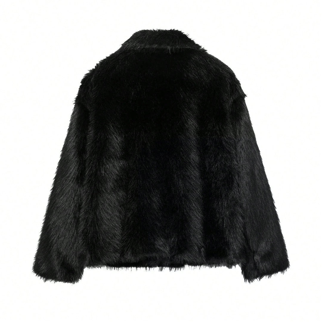 Haină de blană SHEIN, negru