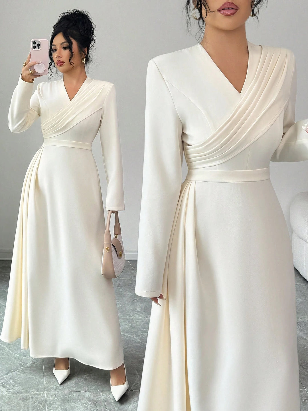 Rochie maxi SHEIN, crem