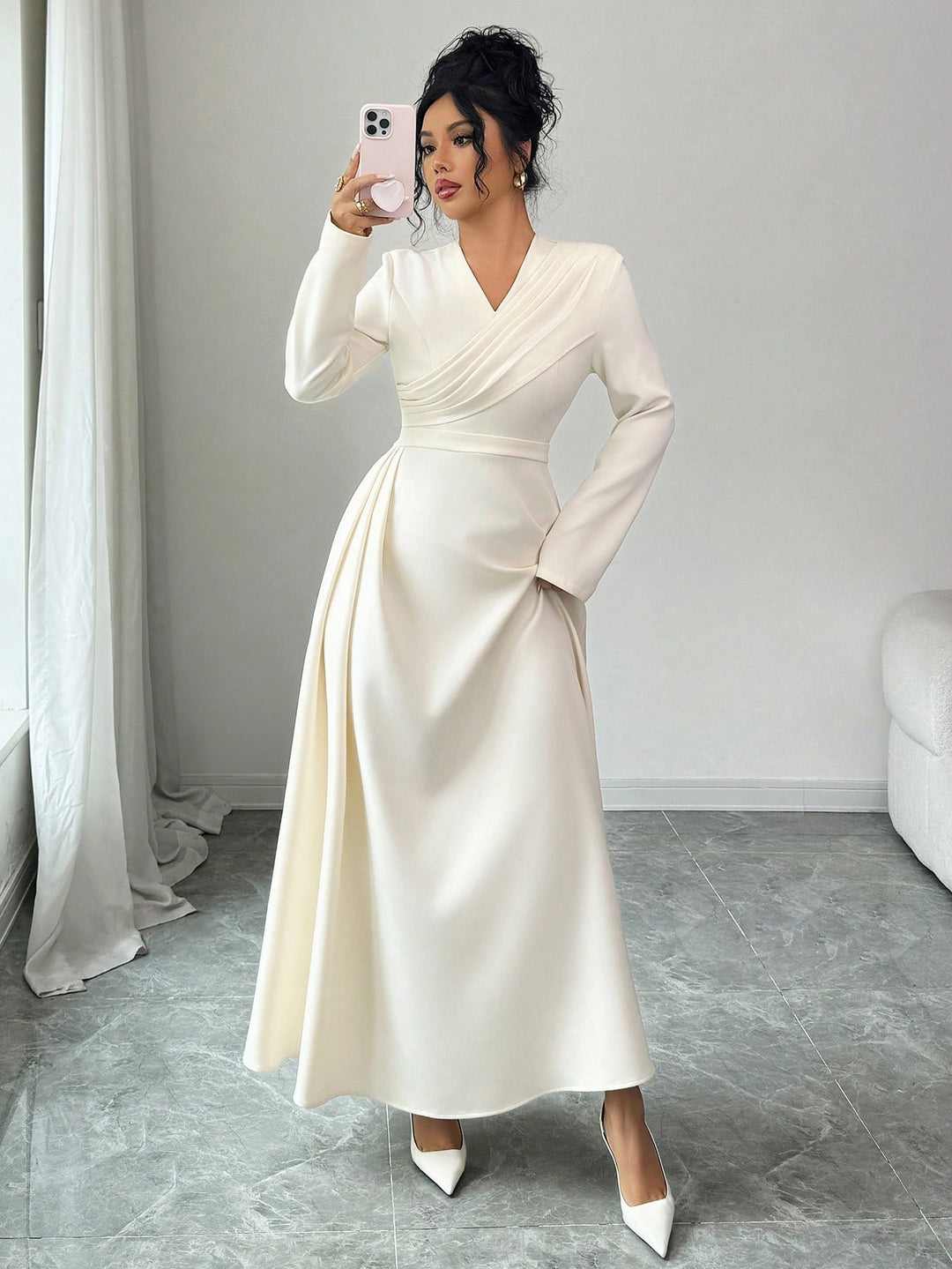Rochie maxi SHEIN, crem