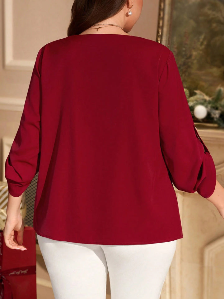 Cămașă Shein Curve+, vișiniu