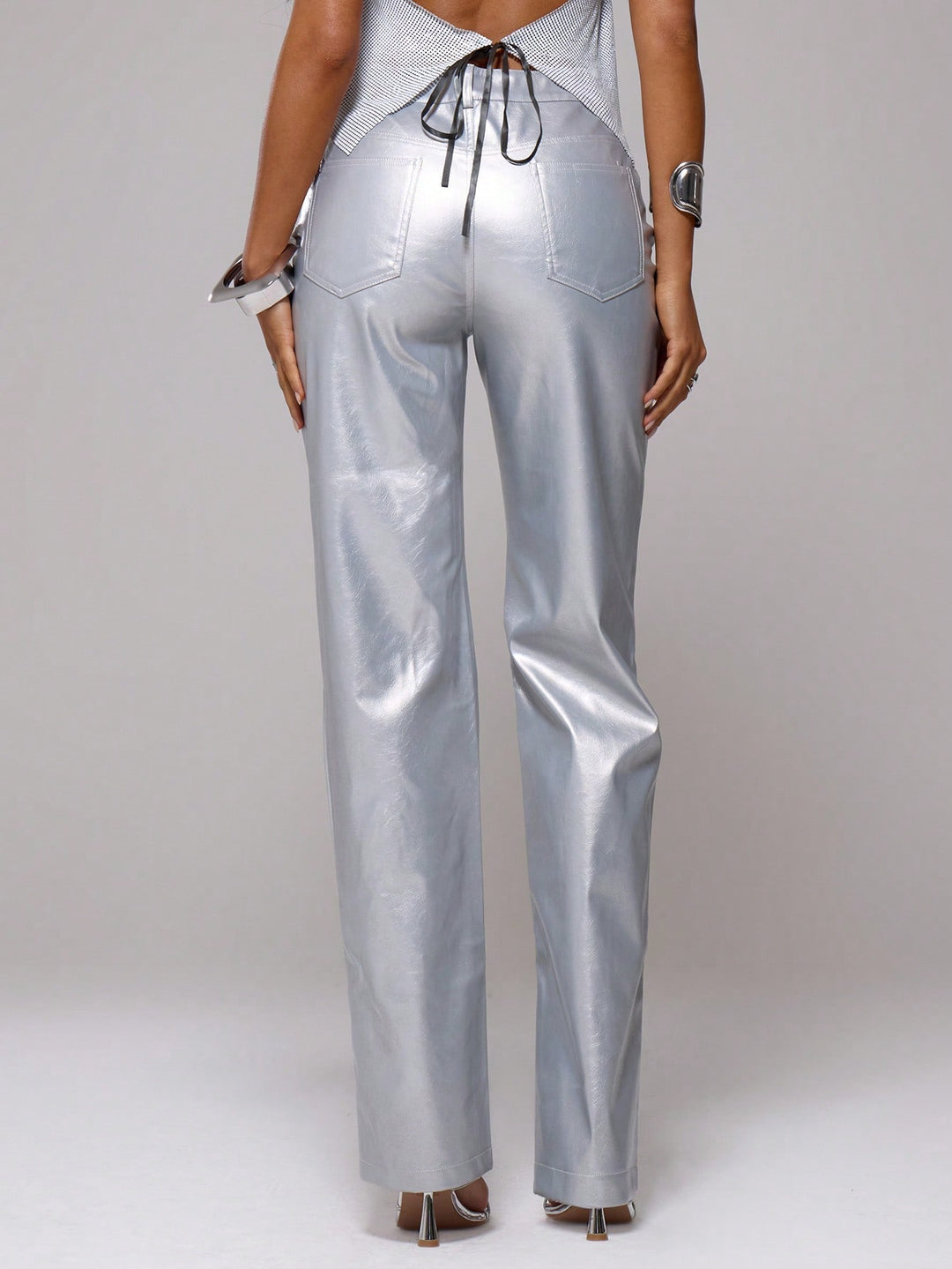 Pantaloni SHEIN, argintiu