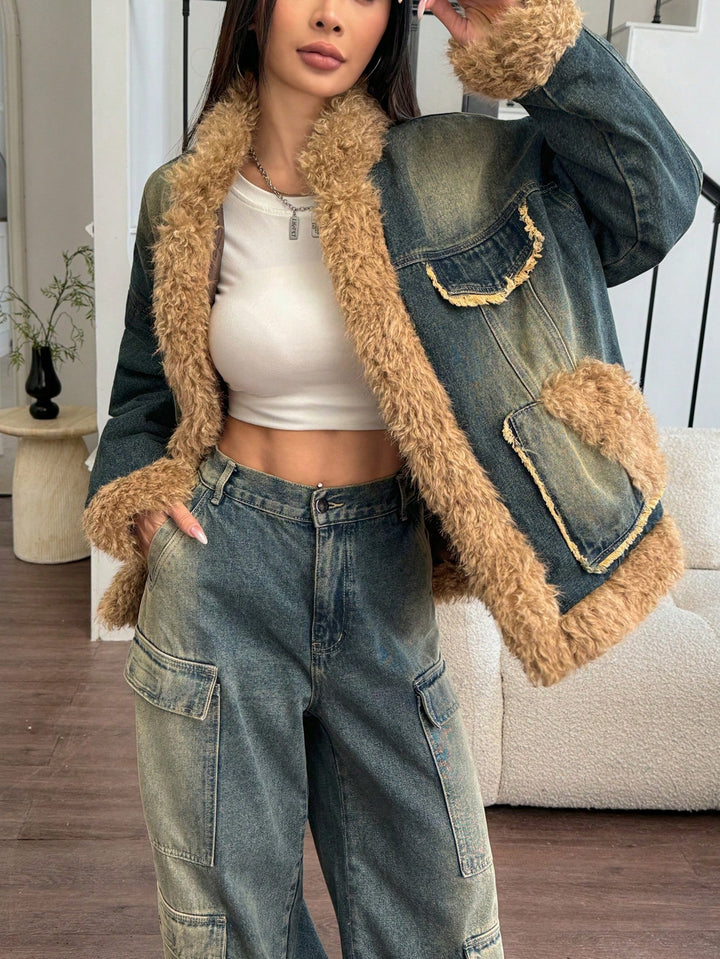 Jachetă denim SHEIN, albastru