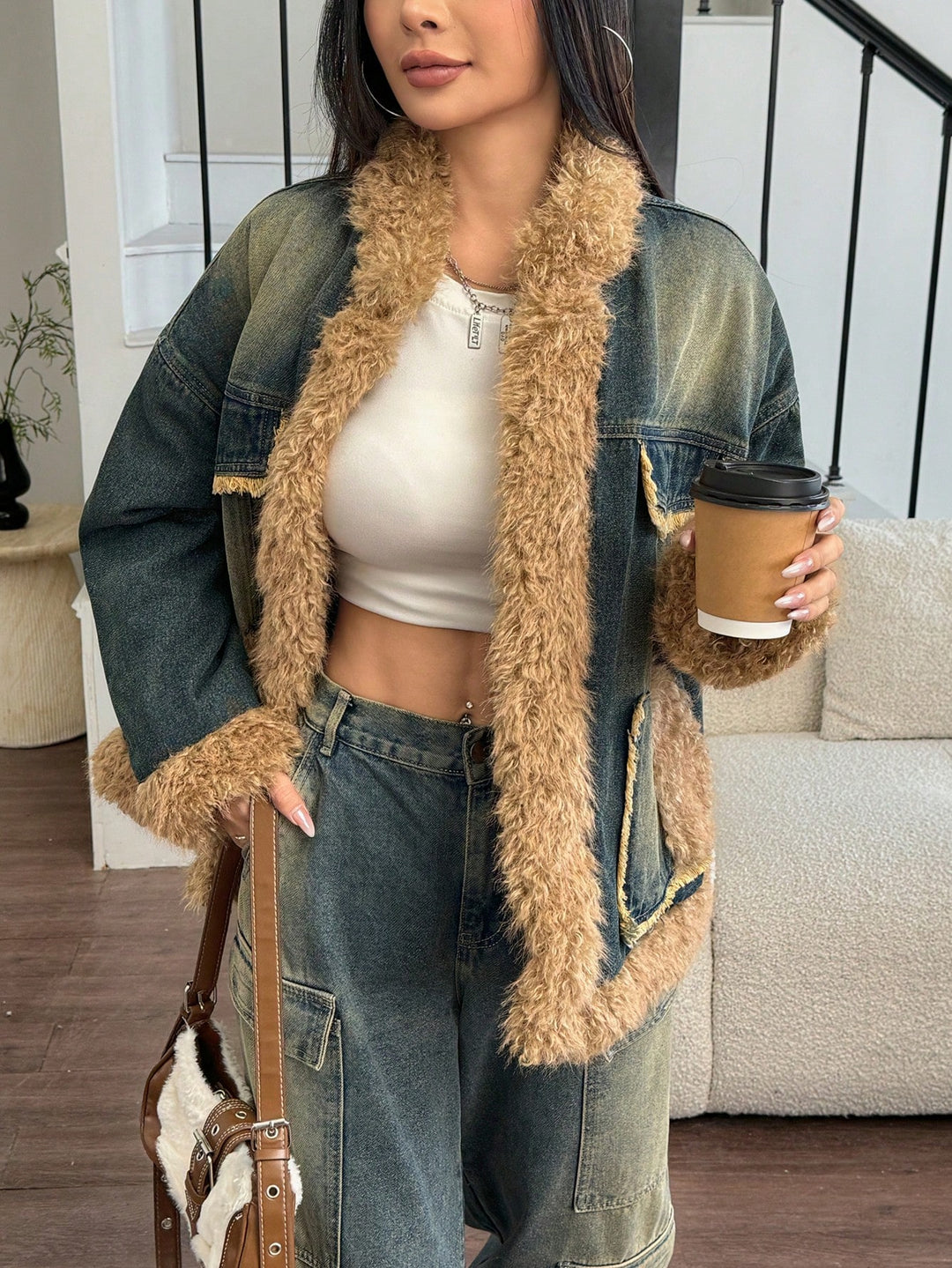 Jachetă denim SHEIN, albastru