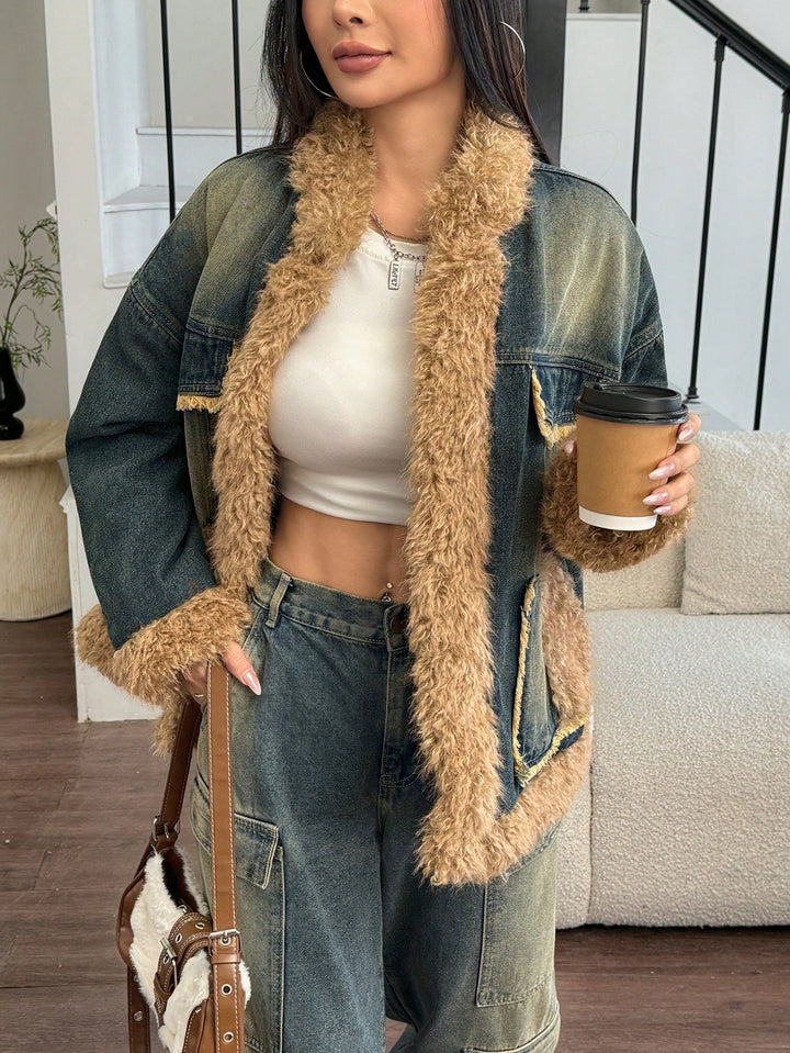 Jachetă denim SHEIN, albastru