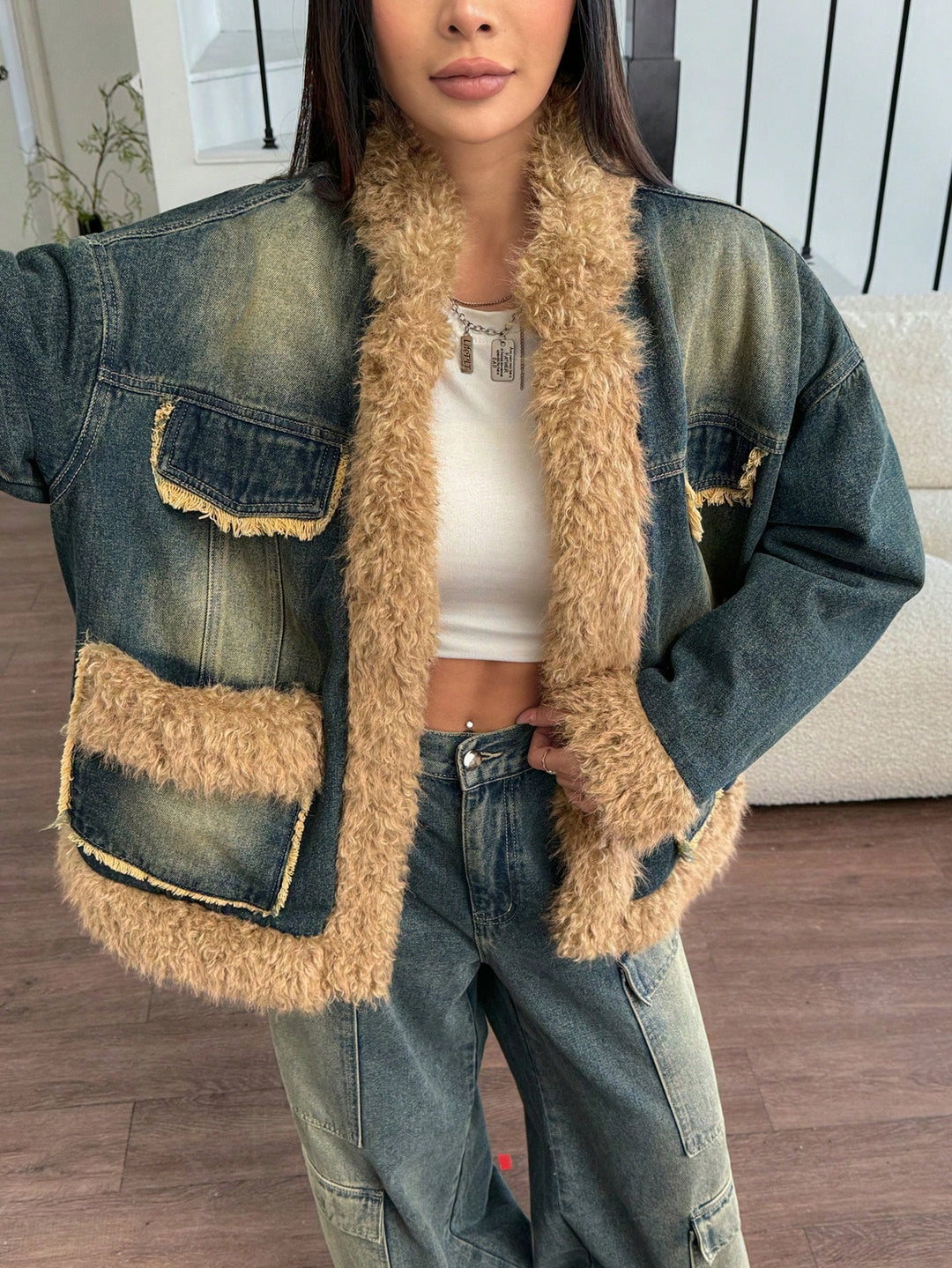 Jachetă denim SHEIN, albastru