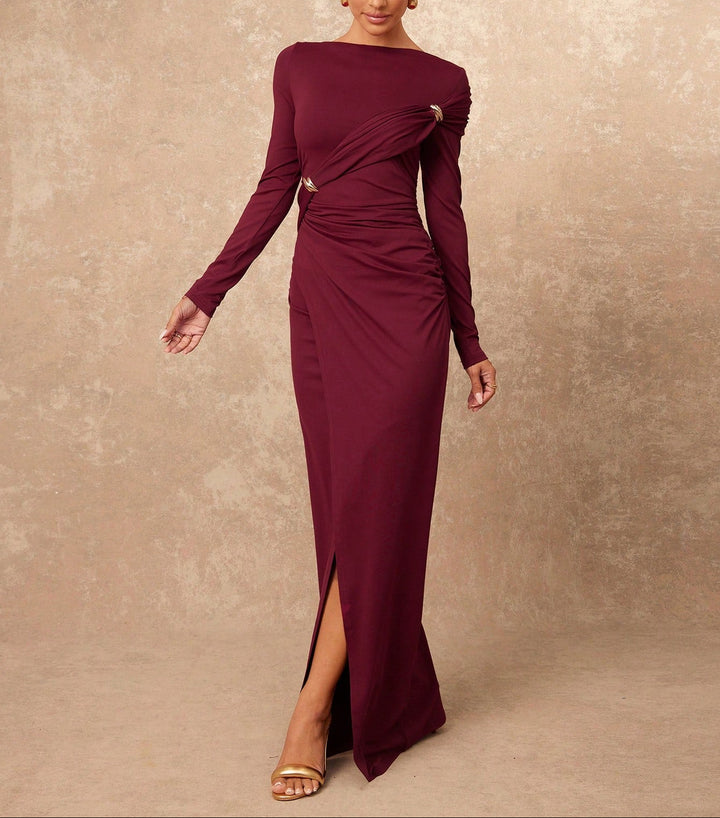 SHEIN maxi ruha, bordó
