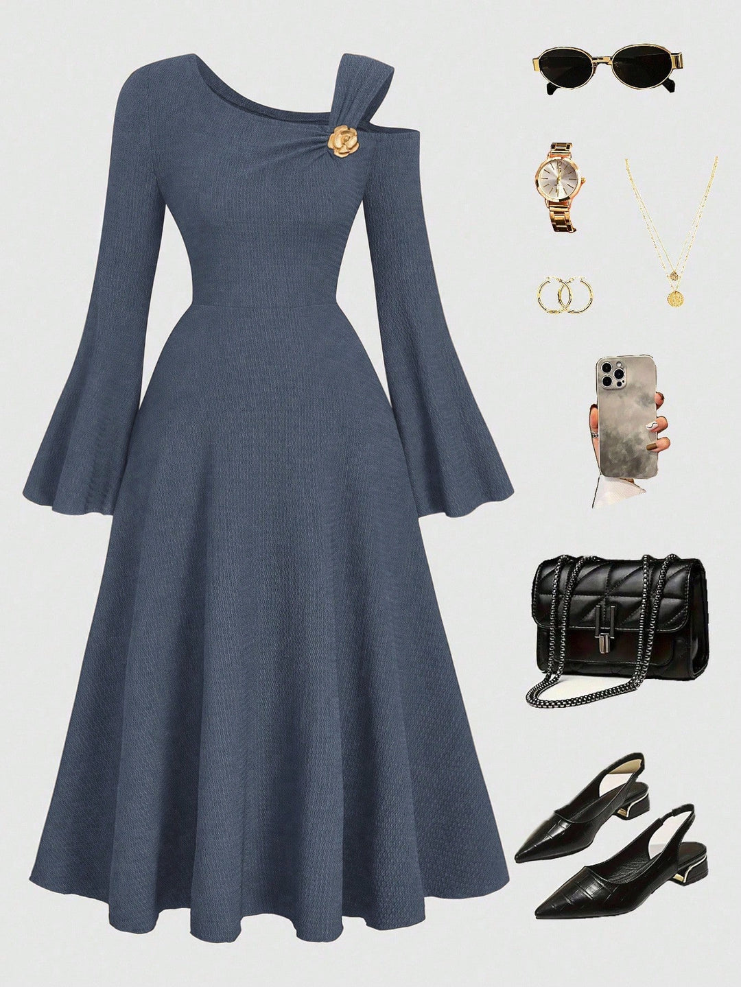 Rochie maxi Shein Curve+, albastru